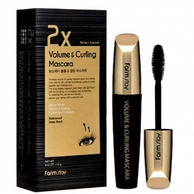 FARMSTAY 2X Volume & Curling Mascara  Термотушь с силиконовой кисточкой для объема и подкручивания.12гр