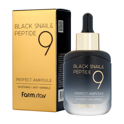 Омолаживающая ампульная сыворотка с комплексом из 9 пептидов FarmStay Black Snail & Peptide9 Perfect Ampoule  35 мл