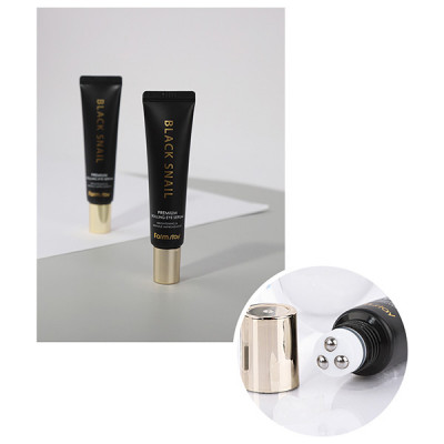 Антивозрастная сыворотка для кожи вокруг глаз с муцином улитки FarmStay Black Snail Premium Rolling Eye Serum 25 ml